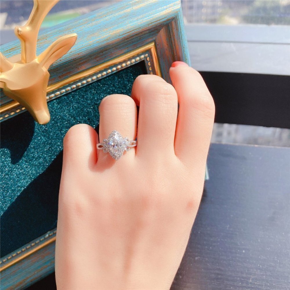 💎Beautiful Marquis Noble Women Pure Zircon Silver DaintyFashion UNVN12334 - Picture 3 of 6